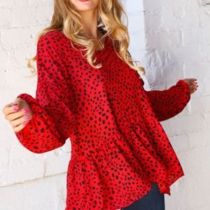 LEOPARD WOOL DOBBY WOVEN KNIT TOP
